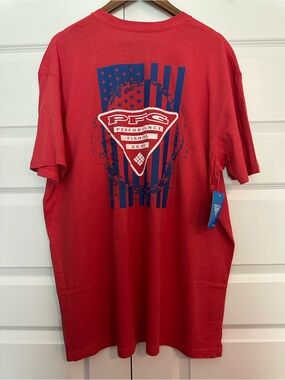 Columbia Performance Fishing Gear Men's Red Graphic Tee XXL, PFG, NWT
